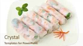  Presentation with mint - Amazing presentation having rice paper - vietnamse spring rolls with lettuce backdrop and a lemonade colored foreground