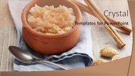  Presentation with pudding - PPT theme having rice-pudding-topped-with-cinnamon background and a coral colored foreground