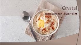  Presentation with lait - Presentation design with rice-pudding-with-butter-cinnamon background and a mint green colored foreground