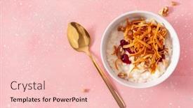  Presentation with brown rice - PPT theme enhanced with rice-pudding-with-norwegian-brunost background and a lemonade colored foreground