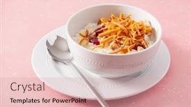  Presentation with brown rice - Theme with rice-pudding-with-norwegian-brunost background and a coral colored foreground