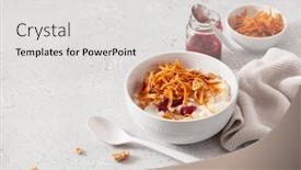  Presentation with brown rice - Slide set enhanced with rice-pudding-with-norwegian-brunost background and a light gray colored foreground