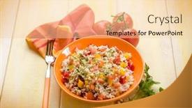  Presentation with capsicum - Presentation theme with rice-salad-with-tomatoes-capsicum background and a lemonade colored foreground