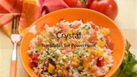  Presentation with capsicum - PPT theme with rice salad with tomatoes capsicum and almond background and a gold colored foreground