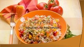  Presentation with capsicum - Amazing slide set having rice salad with tomatoes capsicum and almond backdrop and a gold colored foreground