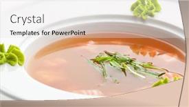  Presentation with leek soup - Cool new presentation design with rice-soup-with-salmon-garnished backdrop and a light gray colored foreground