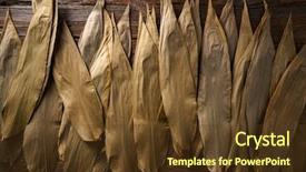  Presentation with asian bamboo - Theme with rice straw - dried bamboo leaves in brown background and a  colored foreground