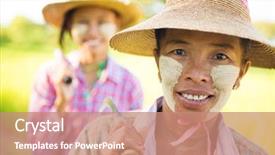  Presentation with powdered - Presentation having rice straw - portrait of a two myanmar background and a coral colored foreground
