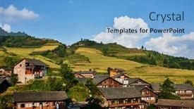  Presentation with rice fields - Colorful slide deck enhanced with rice-terraced-fields-of-wengjia backdrop and a light blue colored foreground