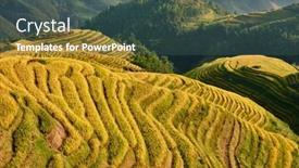  Presentation with rice fields - Audience pleasing theme consisting of rice-terraced-fields-of-wengjia backdrop and a ocean colored foreground