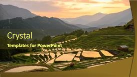  Presentation with rice terraces - Theme having rice-terraces-at-sunset background and a tawny brown colored foreground