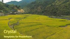  Presentation with philippines culture rice terraces - Presentation theme enhanced with rice terraces in banaue philippines background and a tawny brown colored foreground