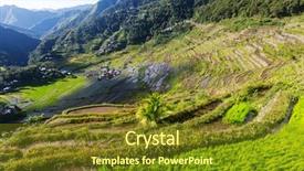  Presentation with philippines culture rice terraces - Presentation design with rice terraces in the philippines background and a tawny brown colored foreground