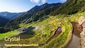  Presentation with philippines culture rice terraces - Beautiful presentation design featuring rice terraces in the philippines backdrop and a tawny brown colored foreground