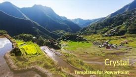  Presentation with rice terraces - Cool new slide deck with rice terraces in the philippines backdrop and a tawny brown colored foreground