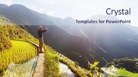  Presentation with philippines culture rice terraces - Colorful presentation enhanced with rice terraces in the philippines backdrop and a sky blue colored foreground