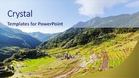  Presentation with philippines culture rice terraces - Slide set with rice terraces in the philippines background and a sky blue colored foreground