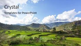  Presentation with rice terraces - Colorful presentation theme enhanced with rice terraces in the philippines backdrop and a light blue colored foreground