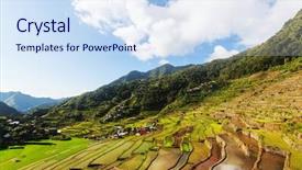  Presentation with philippines culture rice terraces - Colorful PPT layouts enhanced with rice terraces in the philippines backdrop and a  colored foreground