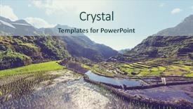  Presentation with philippines culture rice terraces - Amazing PPT theme having rice terraces in the philippines backdrop and a sky blue colored foreground