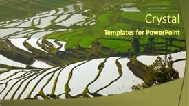 Presentation with rice terraces - Slide set consisting of rice terraces yunnan china background and a tawny brown colored foreground