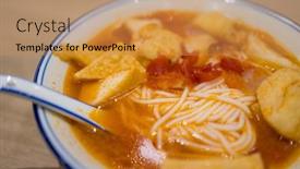  Presentation with tomato - PPT theme enhanced with rice-vermicelli-with-tomato-soup background and a coral colored foreground