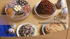  Presentation with korean food - Theme having rice wine - korean food background and a coral colored foreground