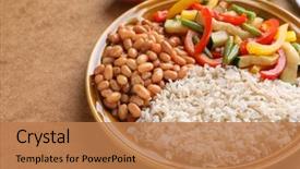  Presentation with brown rice - Beautiful theme featuring rice with beans and vegetables backdrop and a coral colored foreground