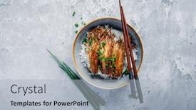  Presentation with vegan diet - Slide deck consisting of rice-with-enoki-mushrooms background and a light gray colored foreground