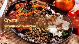  Presentation with mushrooms farm to table vegetables - Audience pleasing slide deck consisting of rice with lentils and vegetables backdrop and a  colored foreground