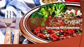  Presentation with farm to table leafy vegetables - Presentation with rice with lentils and vegetables background and a  colored foreground