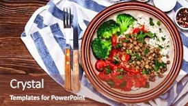  Presentation with lentils - Presentation design featuring rice with lentils and vegetables background and a  colored foreground