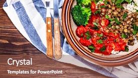  Presentation with lentils - Slide set having rice with lentils and vegetables background and a  colored foreground