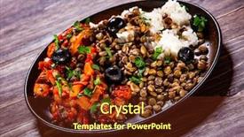  Presentation with leafy vegetables farm to table - Presentation consisting of rice with lentils and vegetables background and a  colored foreground