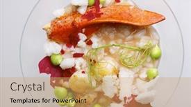  Presentation with goblet - PPT layouts having rice with lobster served in a crystal goblet background and a yellow colored foreground