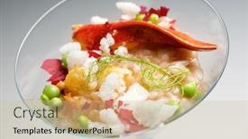  Presentation with goblet - Presentation design enhanced with rice with lobster served in a crystal goblet background and a soft green colored foreground