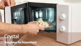  Presentation with rice - Presentation theme with rice with vegetables in microwave background and a  colored foreground