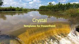  Presentation with river flowing - Presentation theme featuring ricefield - river flowing during tropical monsoon background and a tawny brown colored foreground