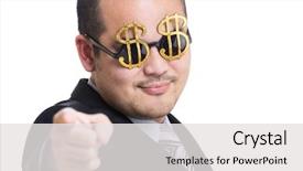  Presentation with dollar sign - Amazing presentation theme having rich businessman wear dollar sign backdrop and a white colored foreground