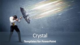  Presentation with defending - Theme featuring rich data - business man defending light beams background and a ocean colored foreground