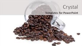  Presentation with spilling - Beautiful presentation theme featuring rich glossy coffee beans spilling from a glass coffee mug over white background backdrop and a light gray colored foreground