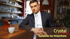  Presentation with rich man - Colorful PPT layouts enhanced with rich man - confident businessman in formal cloths backdrop and a tawny brown colored foreground