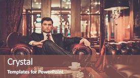  Presentation with rich man - Cool new PPT theme with rich man - confident handsome brunette sitting backdrop and a coral colored foreground