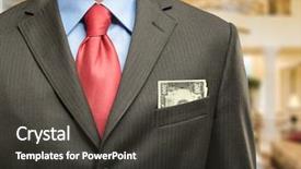  Presentation with rich man - Presentation theme consisting of rich man keeping money in his pocket background and a dark gray colored foreground