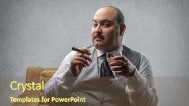  Presentation with rich man - Cool new PPT layouts with rich man sitting backdrop and a tawny brown colored foreground