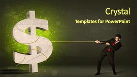  Presentation with dollar sign - PPT theme featuring rich people - business man pulling a big background and a tawny brown colored foreground