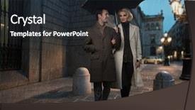  Presentation with rich - Theme having rich people - elegant couple with umbrella outdoors background and a  colored foreground