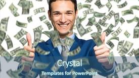  Presentation with award lucky winner - Audience pleasing PPT theme consisting of rich people - lucky man winning lots backdrop and a ocean colored foreground