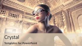  Presentation with luxury hotel - Amazing PPT layouts having happy smiling blonde girl young woman holding golden christmas gift box and polish currency money banknote holidays time for gifts backdrop and a  colored foreground.