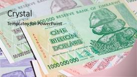  Presentation with european union banknotes and coins - PPT theme enhanced with rich poor - banknotes of zimbabwe after hyperinflation background and a soft green colored foreground